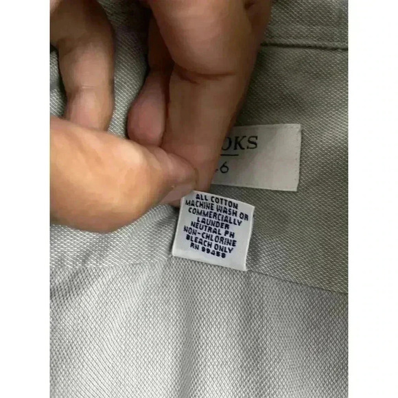 Casual 100% Cotton Gray Dress Button Up Shirt 15 1/2 Mens  Brooks 346 - Picture 5 of 8